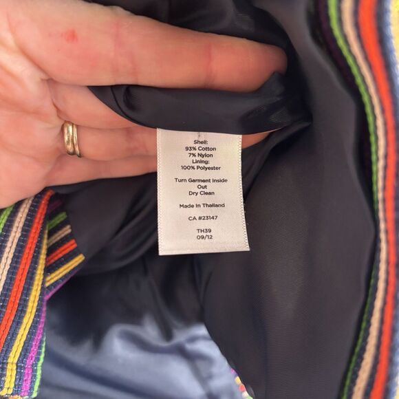 Talbots Women's 6P Petite Jacket Blazer Pink Blue White Green Striped Rainbow - Picture 5 of 5